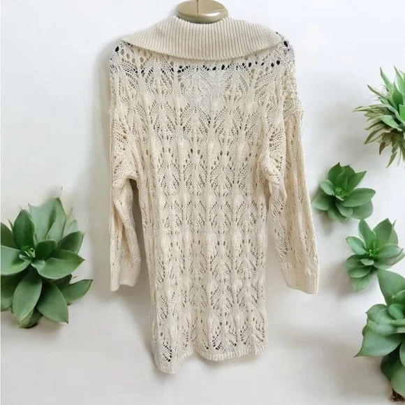 Free People Elton Crochet Knit Dress Size Oversized XS